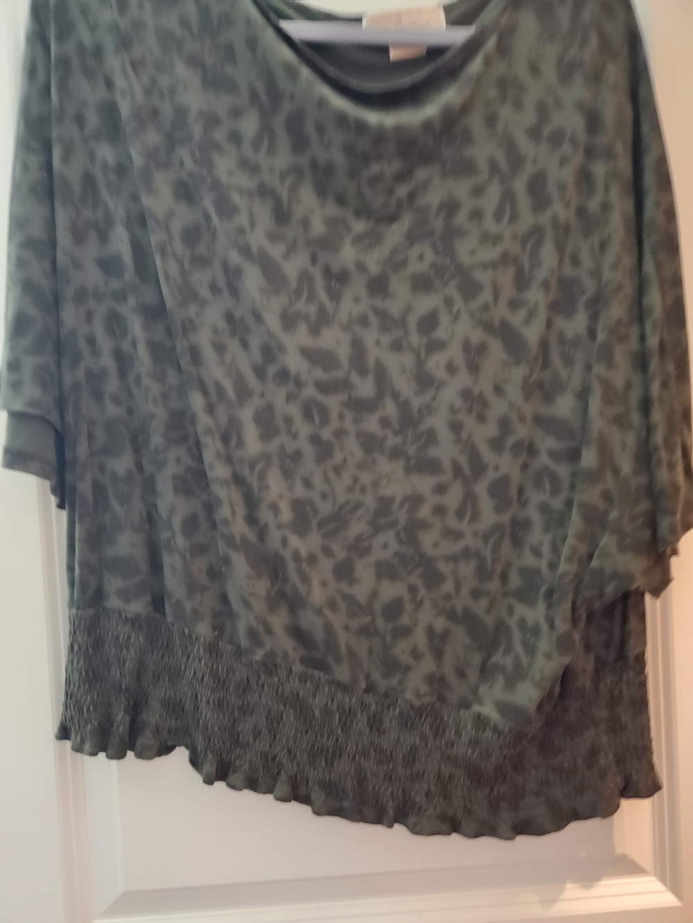 Michael Kors Olive Green Animal Print Short Sleeve Top